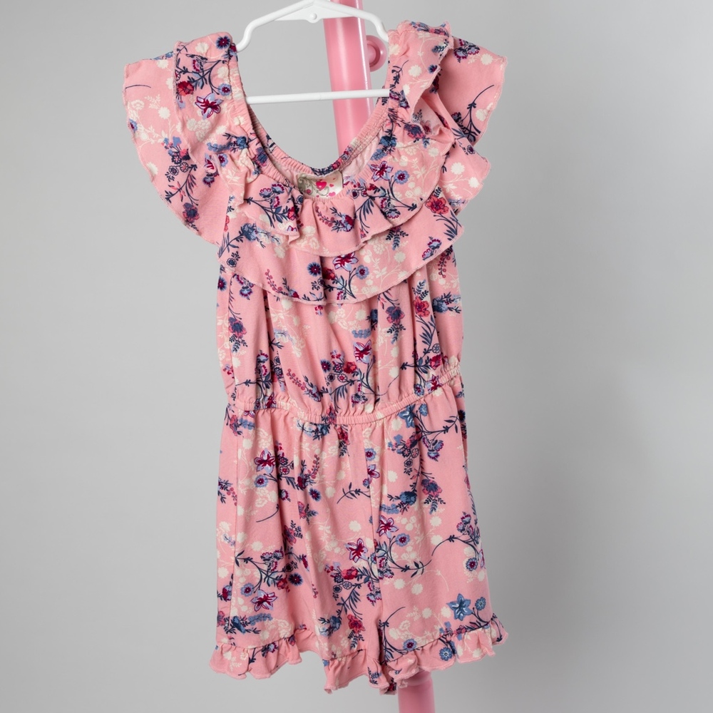 Girls Pink Floral Romper